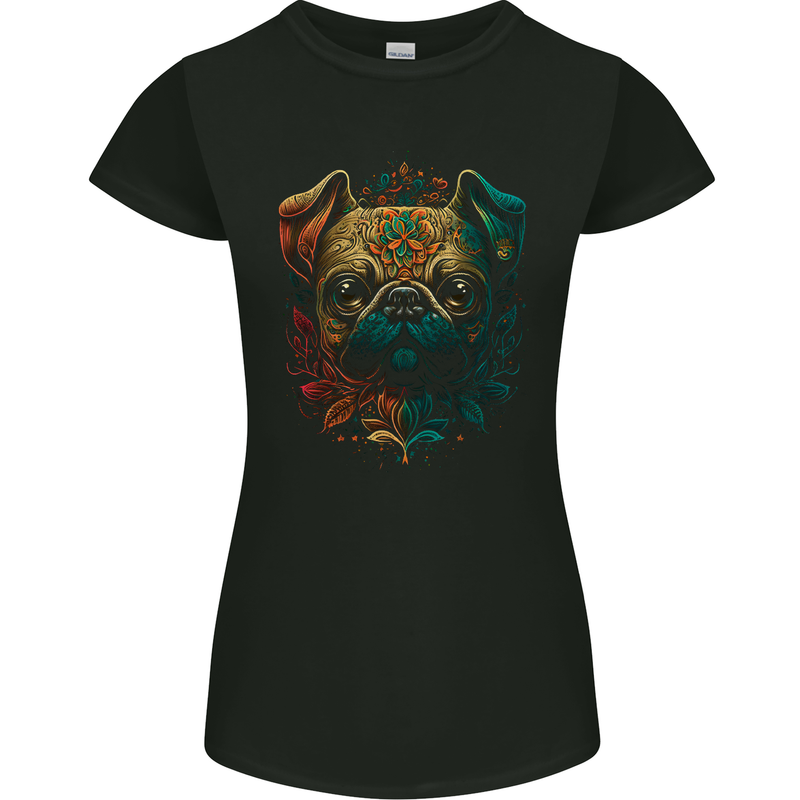 A Cool Pug Dog Womens Petite Cut T-Shirt Black