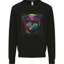 A Cool Retro Cat Mens Sweatshirt Jumper Black