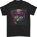 A Cool Retro Cat Mens T-Shirt 100% Cotton Black