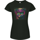 A Cool Retro Cat Womens Petite Cut T-Shirt Black