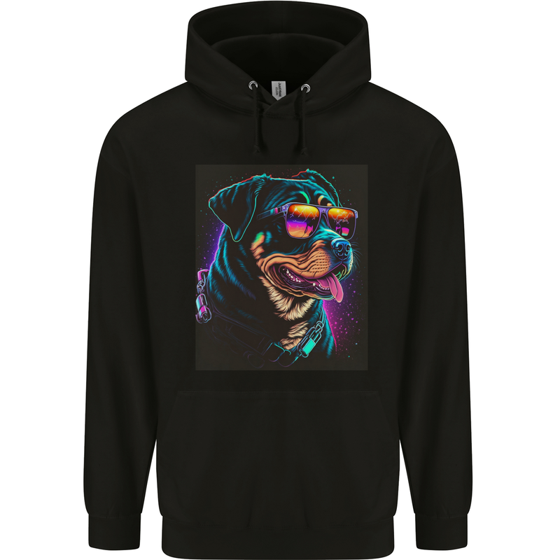 A Cool Rottweiler With Glasses Dog Mens 80% Cotton Hoodie Black