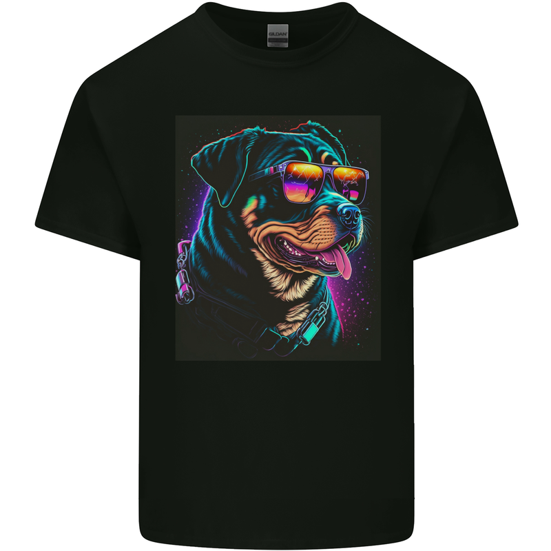 A Cool Rottweiler With Glasses Dog Mens Cotton T-Shirt Tee Top Black