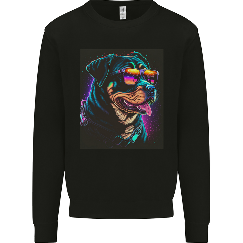 A Cool Rottweiler With Glasses Dog Mens Sweatshirt Jumper Black