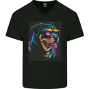 A Cool Rottweiler With Glasses Dog Mens V-Neck Cotton T-Shirt Black