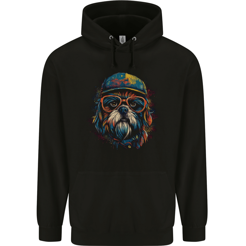 A Cool Shih Tzu Dog Childrens Kids Hoodie Black