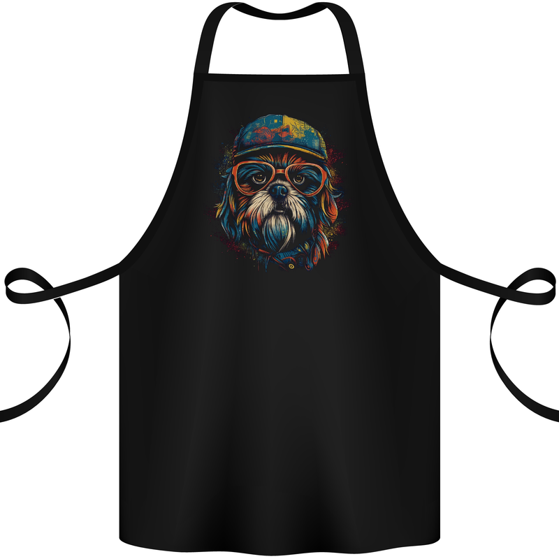A Cool Shih Tzu Dog Cotton Apron 100% Organic Black