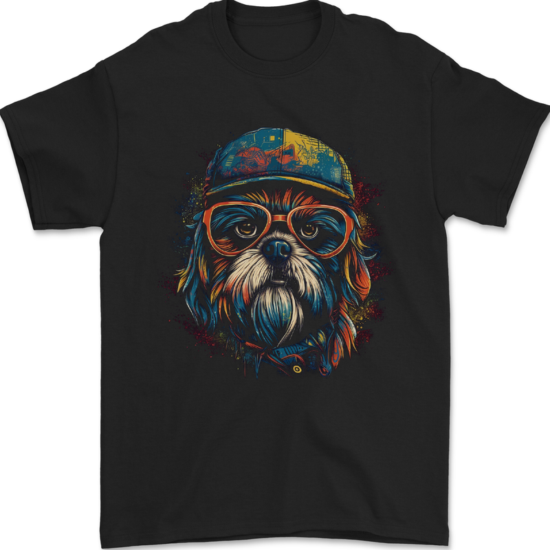 A Cool Shih Tzu Dog Mens T-Shirt 100% Cotton Black