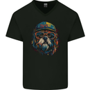 A Cool Shih Tzu Dog Mens V-Neck Cotton T-Shirt Black