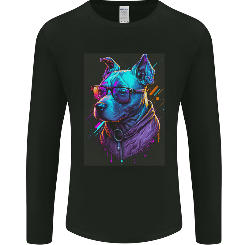 A Cool Staffy Staffordshire Bull Terrier Dog Mens Long Sleeve T-Shirt Black