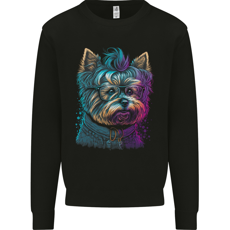 A Cool Yorkie Yorkshire Terrier Female Dog Kids Sweatshirt Jumper Black