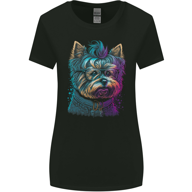 A Cool Yorkie Yorkshire Terrier Female Dog Womens Wider Cut T-Shirt Black