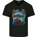 A Cool Yorkie Yorkshire Terrier Male Dog Mens V-Neck Cotton T-Shirt Black