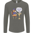 A Corgi Dog Drinking Tea Mens Long Sleeve T-Shirt Charcoal