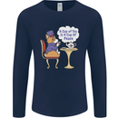 A Corgi Dog Drinking Tea Mens Long Sleeve T-Shirt Navy Blue