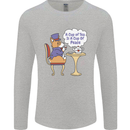 A Corgi Dog Drinking Tea Mens Long Sleeve T-Shirt Sports Grey