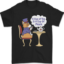 A Corgi Dog Drinking Tea Mens T-Shirt 100% Cotton Black