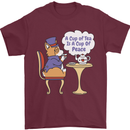 A Corgi Dog Drinking Tea Mens T-Shirt 100% Cotton Maroon