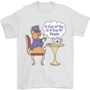 A Corgi Dog Drinking Tea Mens T-Shirt 100% Cotton White