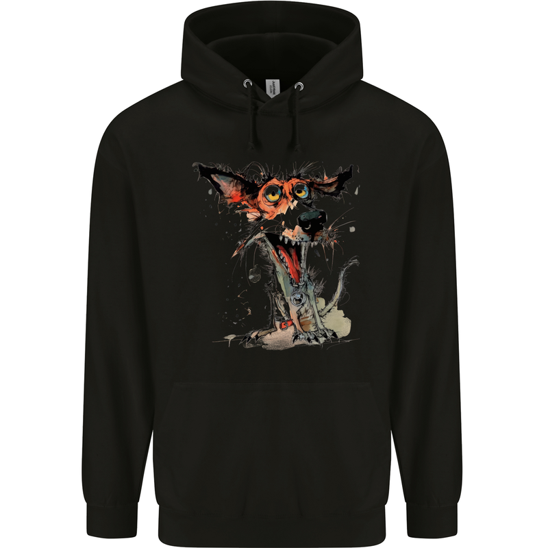 A Crazy Dog Jack Russell Mens 80% Cotton Hoodie Black