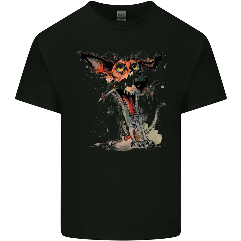 A Crazy Dog Jack Russell Mens Cotton T-Shirt Tee Top Black