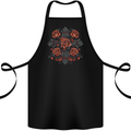 A Cross With Roses Cotton Apron 100% Organic Black