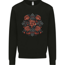 A Cross With Roses Mens Sweatshirt Jumper Black