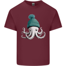 A Cute Baby Octopus in a Hat Scuba Diving Mens Cotton T-Shirt Tee Top Maroon