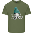 A Cute Baby Octopus in a Hat Scuba Diving Mens Cotton T-Shirt Tee Top Military Green