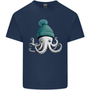 A Cute Baby Octopus in a Hat Scuba Diving Mens Cotton T-Shirt Tee Top Navy Blue