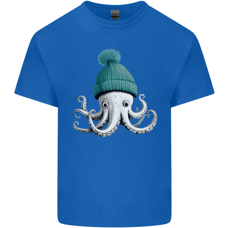 A Cute Baby Octopus in a Hat Scuba Diving Mens Cotton T-Shirt Tee Top Royal Blue