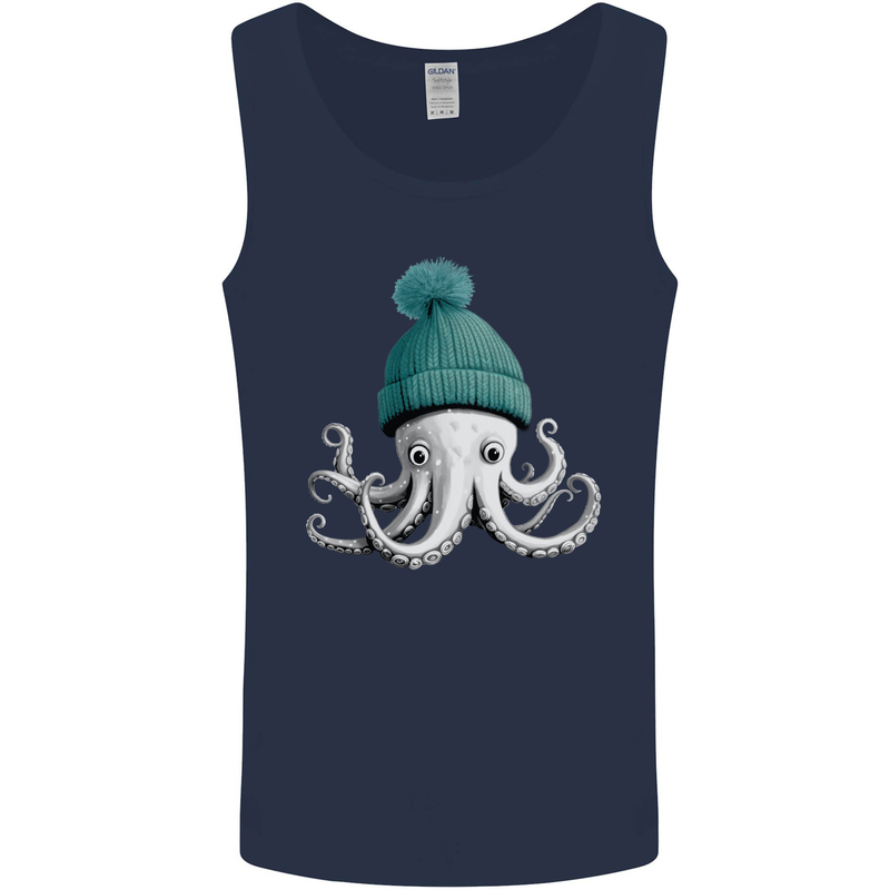 A Cute Baby Octopus in a Hat Scuba Diving Mens Vest Tank Top Navy Blue
