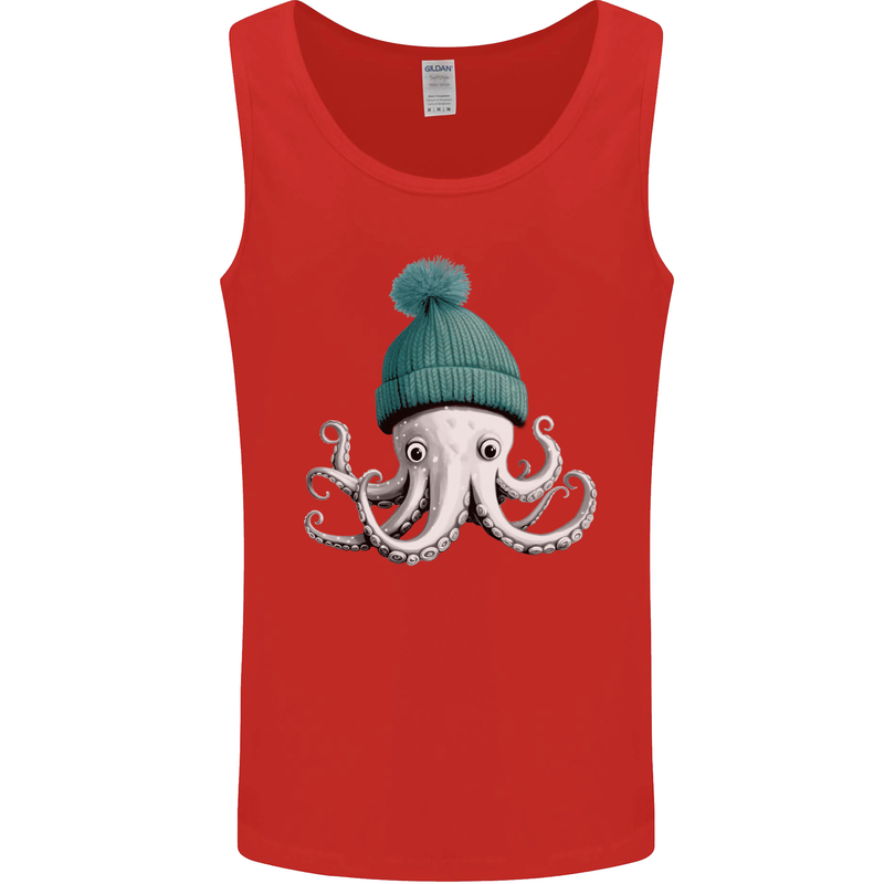 A Cute Baby Octopus in a Hat Scuba Diving Mens Vest Tank Top Red