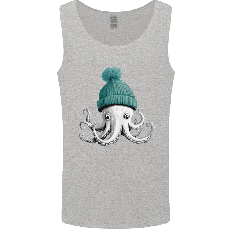 A Cute Baby Octopus in a Hat Scuba Diving Mens Vest Tank Top Sports Grey