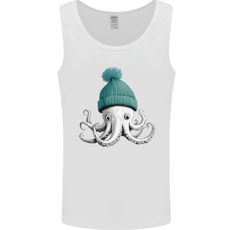 A Cute Baby Octopus in a Hat Scuba Diving Mens Vest Tank Top White