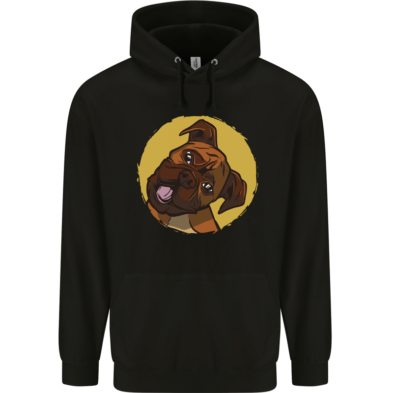 A Cute Boxer Dog Puppy Mens 80% Cotton Hoodie Black
