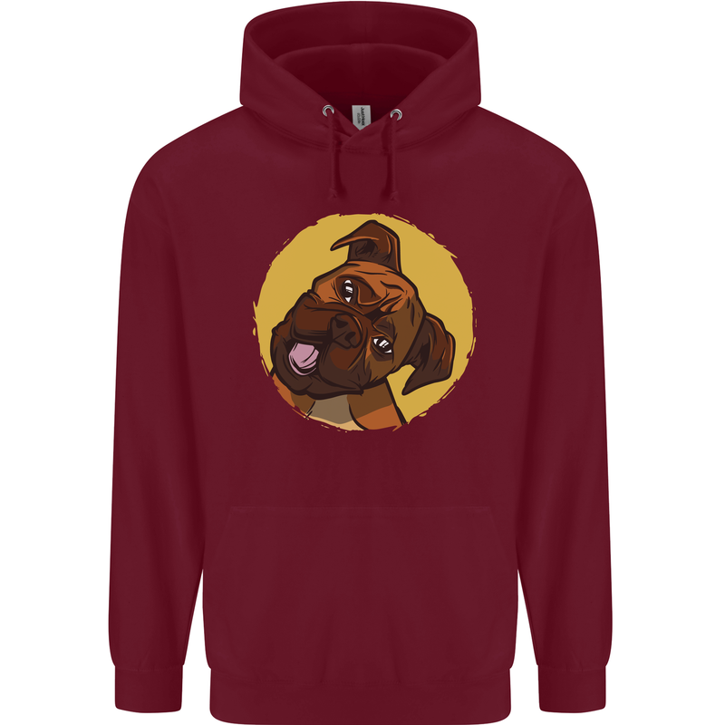 A Cute Boxer Dog Puppy Mens 80% Cotton Hoodie Maroon