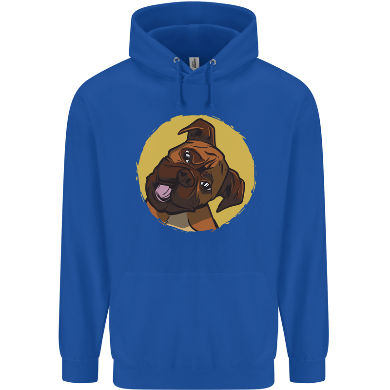 A Cute Boxer Dog Puppy Mens 80% Cotton Hoodie Royal Blue