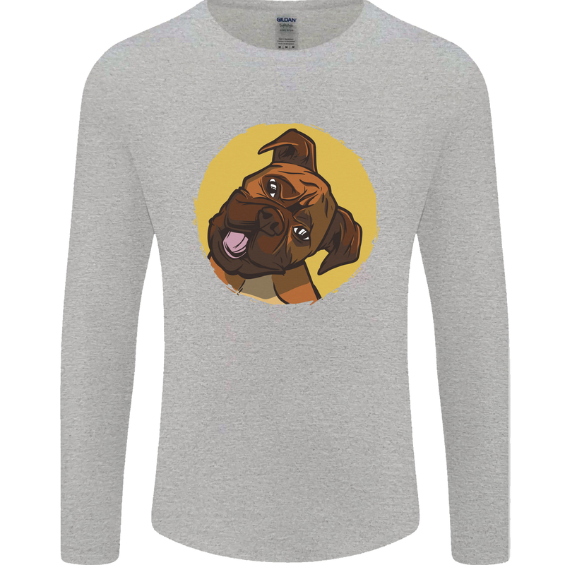 A Cute Boxer Dog Puppy Mens Long Sleeve T-Shirt Sports Grey