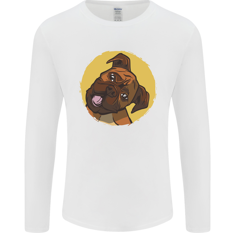 A Cute Boxer Dog Puppy Mens Long Sleeve T-Shirt White