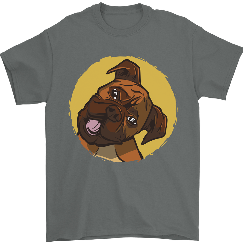 A Cute Boxer Dog Puppy Mens T-Shirt 100% Cotton Charcoal