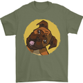 A Cute Boxer Dog Puppy Mens T-Shirt 100% Cotton Military Green