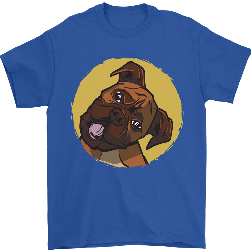 A Cute Boxer Dog Puppy Mens T-Shirt 100% Cotton Royal Blue