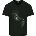 A Cute Cat Face Mens V-Neck Cotton T-Shirt Black