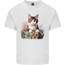 A Cute Cat With a Present Christmas Xmas Kids T-Shirt Childrens White