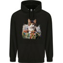 A Cute Cat With a Present Christmas Xmas Mens 80% Cotton Hoodie Black
