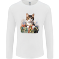 A Cute Cat With a Present Christmas Xmas Mens Long Sleeve T-Shirt White