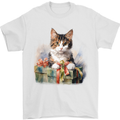 A Cute Cat With a Present Christmas Xmas Mens T-Shirt 100% Cotton White