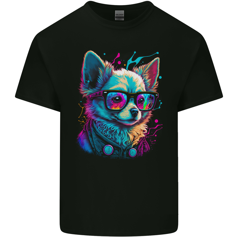 A Cute Chihuahua With Glasses Dog Kids T-Shirt Childrens Black