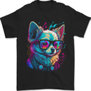 A Cute Chihuahua With Glasses Dog Mens T-Shirt 100% Cotton Black