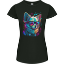 A Cute Chihuahua With Glasses Dog Womens Petite Cut T-Shirt Black